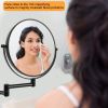 8 Inch Wall Mounted Makeup Vanity Mirror, Double Sided 1x/10x Magnifying Mirror, 360° Swivel with Extension Arm Bathroom Mirror (Black)