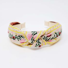 French Floral Embroidered Headband (Color: Indie Pink)