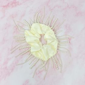 Fringed By Hand Hair Scrunch (Color: White)