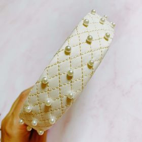 Quilted Elegance Pearl Headband (Color: Satin White)