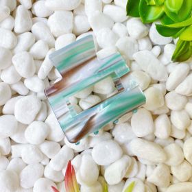 Isabella Square Hair Claw (Orange marble: Sage)
